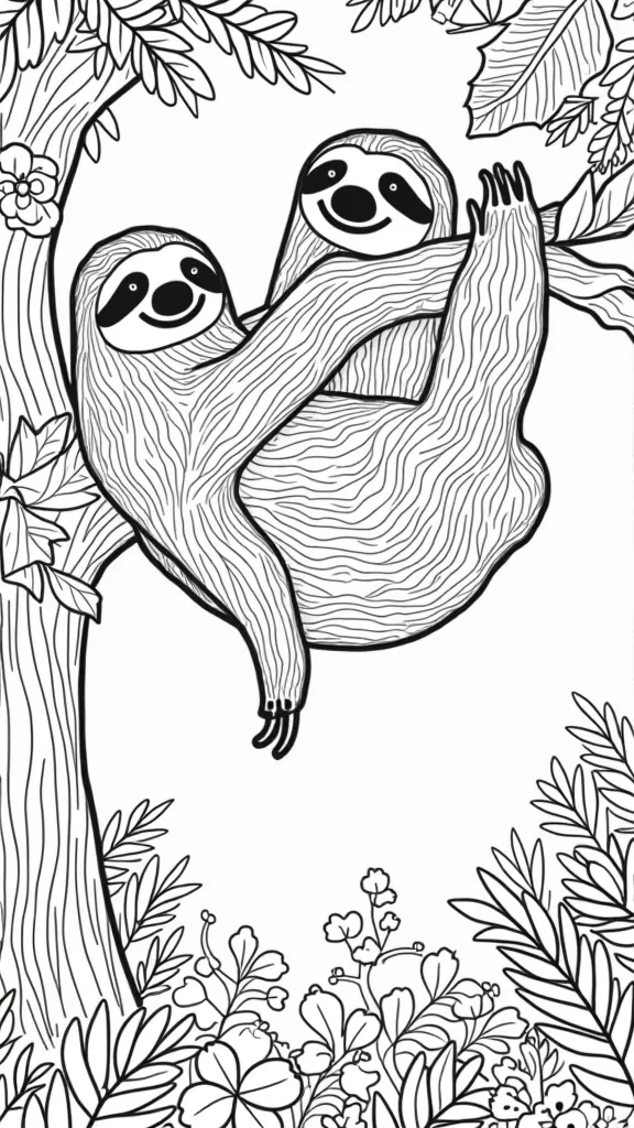 sloth coloring pages printable